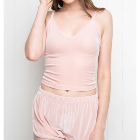 Brandy Melville Tops - Baby Pink Velvet Tank Top